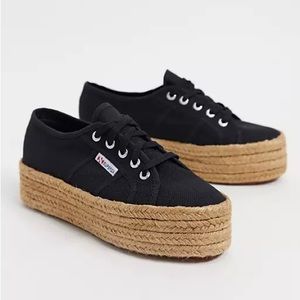 Superga platform espadrille sneakers black